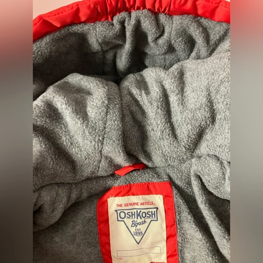 Osh Kosh B’gosh Kid’s Hooded Puffer Winter Coat, Size Small/4T, Red/Black